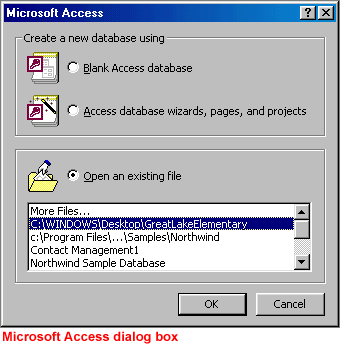 Microsoft Access dialog box
