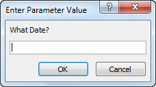 A prompt in a parameter query