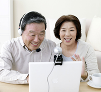 Image of two people Using video chat