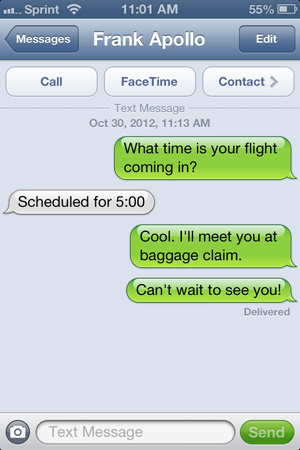 Screenshot of a text message on an iPhone