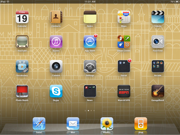 Apple iOS running on an iPad