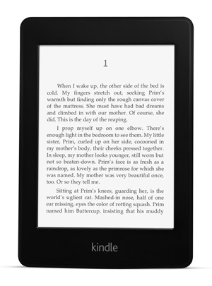 A Kindle e-reader with an e-paper display