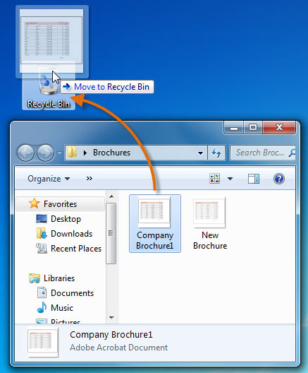 Dragging a file to the Recycle Bin