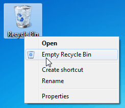 Emptying the Recycle Bin
