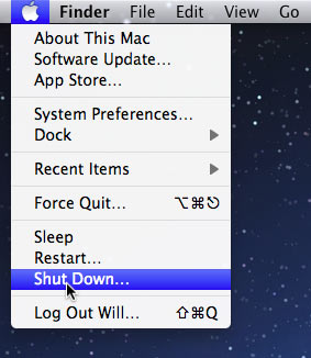Shutting down Mac OS X