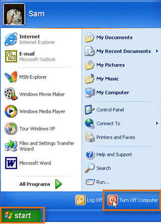 Shutting down Windows XP