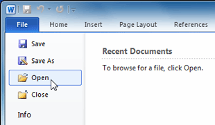 Opening a file within Microsoft Word