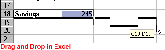 Drag and Drop in Excel