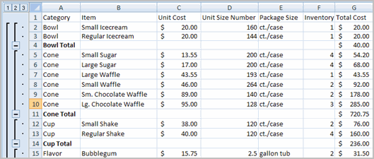 Subtotal Example