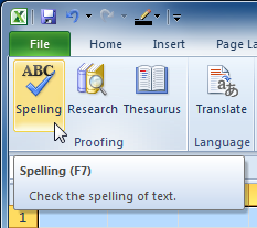 Selecting the Spelling command