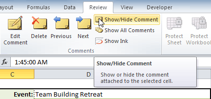 Show/Hide Comment command