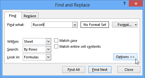 Screenshot of Excel 2013