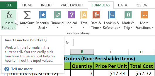 Screenshot of Excel 2013