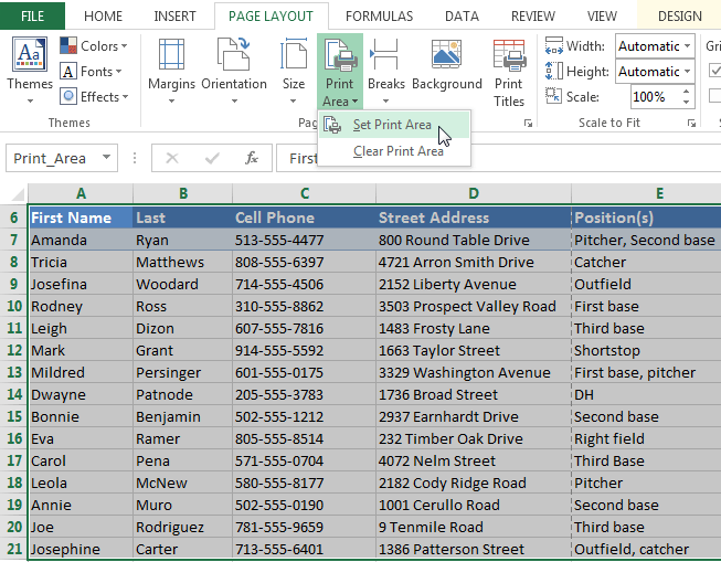 Screenshot of Excel 2013