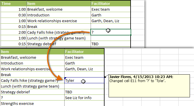 Screenshot of Excel 2013