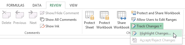 Screenshot of Excel 2013