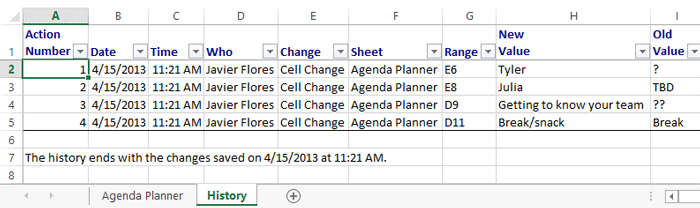 Screenshot of Excel 2013