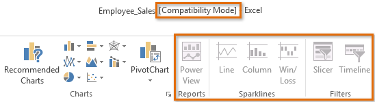 Screenshot of Excel 2013