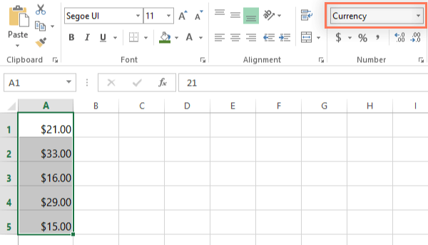 screenshot of excel 2013