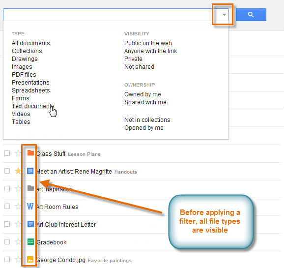 Screenshot of Google Drive