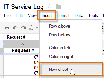 Screenshot of Google Spreadsheets