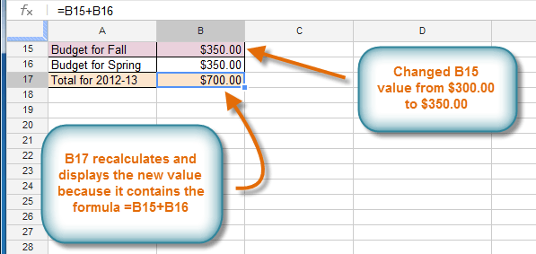 Screenshot of Google Spreadsheets