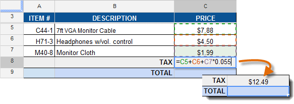 Screenshot of Google Spreadsheets