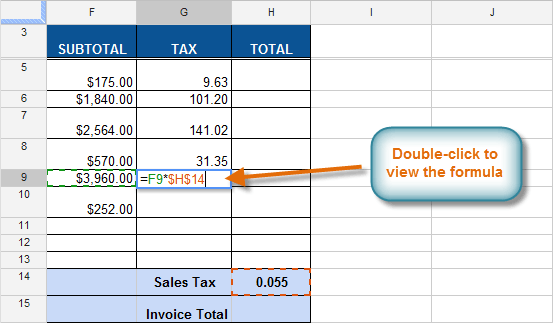 Screenshot of Google Spreadsheets