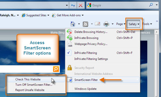 Access SmartScreen Filter