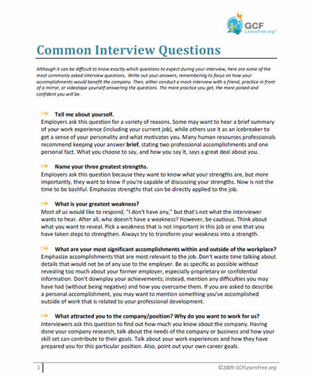 Common Interview Questions Document
