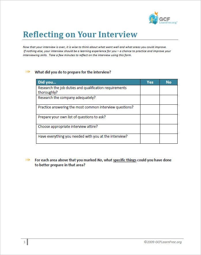 Reflecting on Your Interview Document