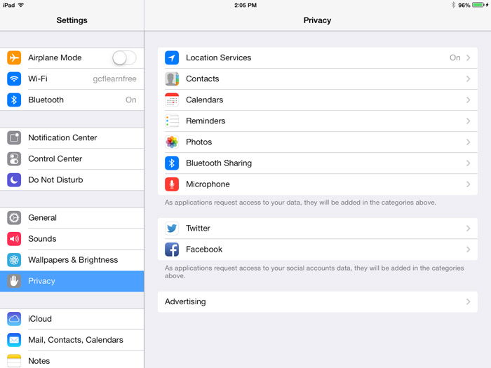 Screenshot of the iPad