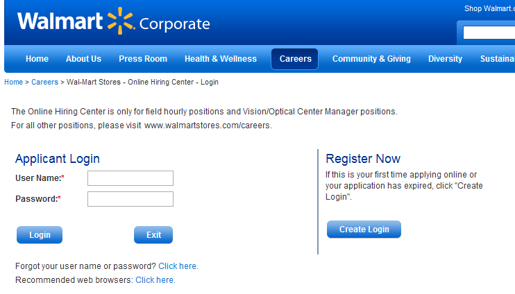 screenshot of login/register page