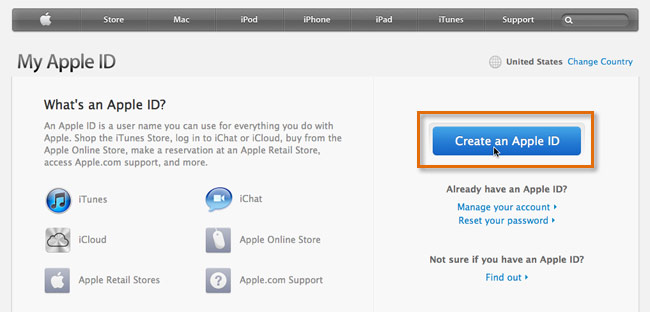 The Apple ID page
