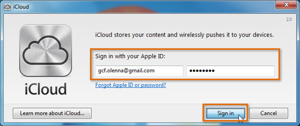 Screenshot of Apple iCloud
