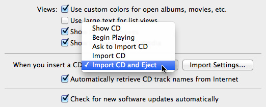 Selecting your import settings