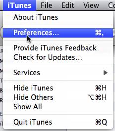Going to the iTunes preferences