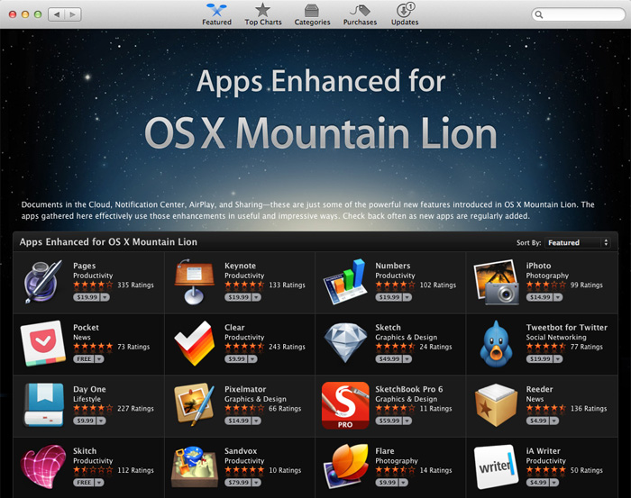 Apps for OS X Mountain Lion