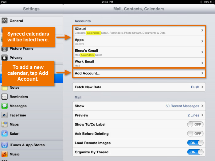 Managing synced calendars