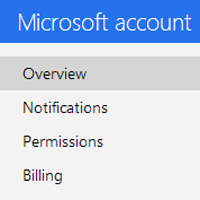Screenshot of Microsoft account