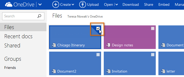 Screenshot of Microsoft OneDrive