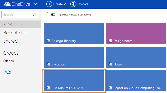 Screenshot of Microsoft OneDrive