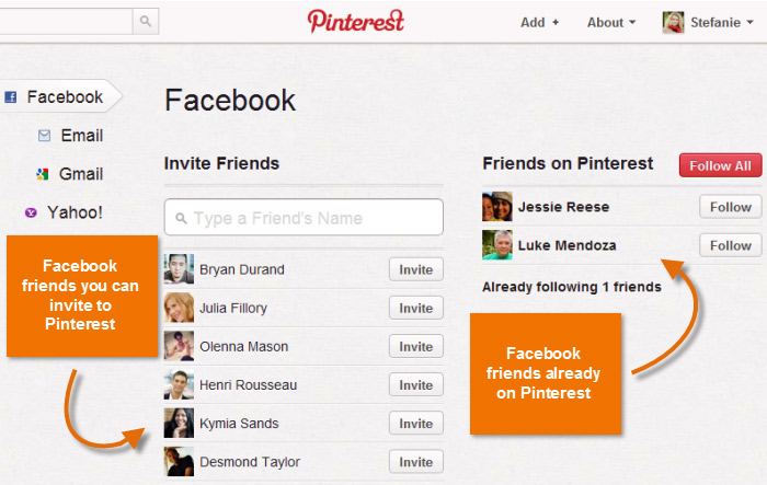 Screenshot of Pinterest