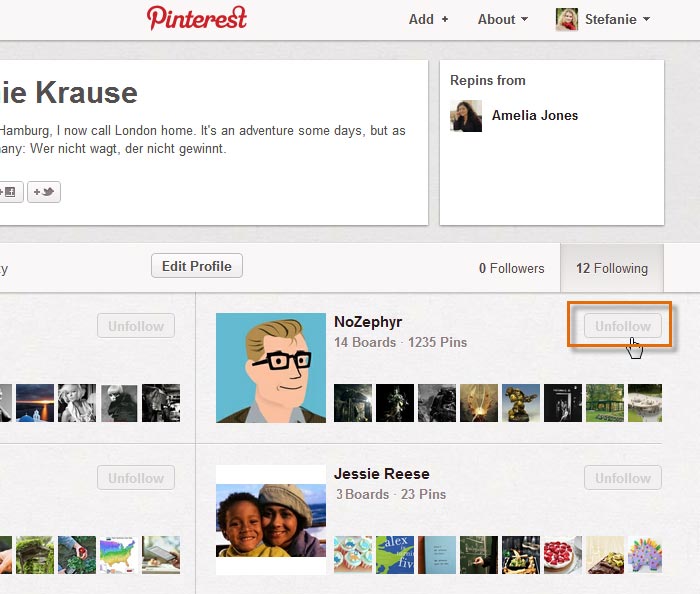 Screenshot of Pinterest