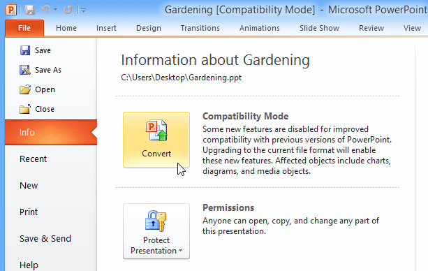 Screenshot of PowerPoint 2010