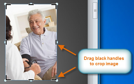 The black cropping handles