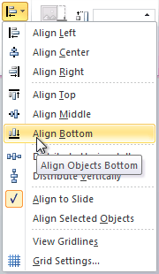 Aligning objects to the bottom of the slide