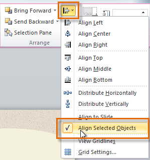 Choosing Align Selected Objects