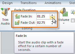 Adjusting the Fade In