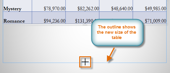 Resizing a table